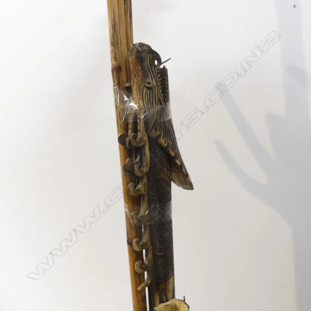 INDONESIAN DRAGON SHAPED CARVED BONE BLOW DART GUN FROM BORNEO L. 1200mm ETC....., Image 1++