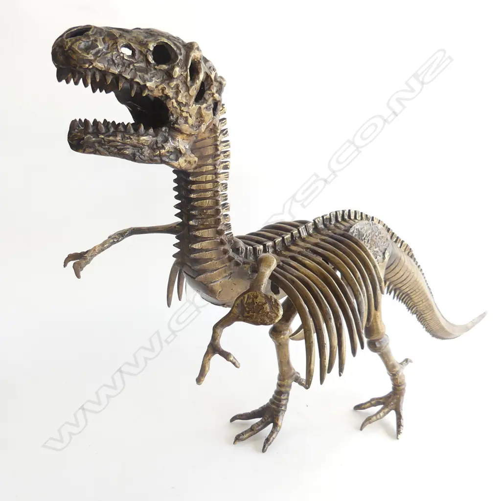 BRONZE SCULPTURE T-REX DINOSAUR SKELETON H.  600 L. 890MM Image 1++