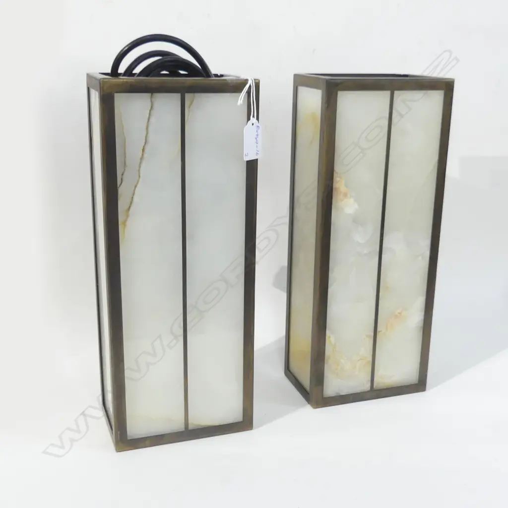 PR RETRO COPPER & ONYX SCONCE LAMPS (WORKING) H. 350MM Image 1++