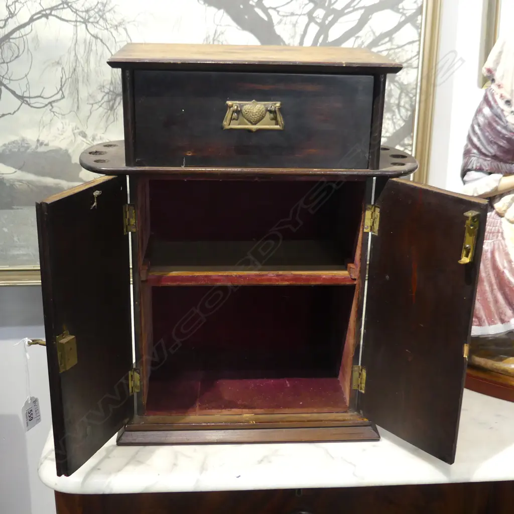 EARLY 20thC SMOKERS CABINET w. KEY H.440mm Image 1++