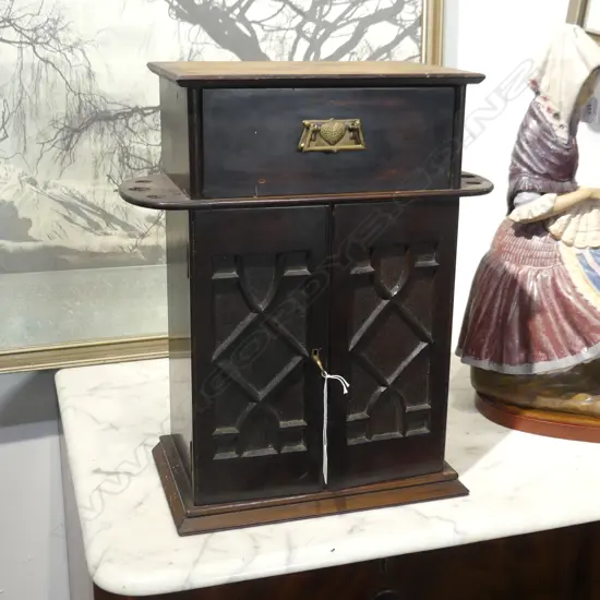 EARLY 20thC SMOKERS CABINET w. KEY H.440mm