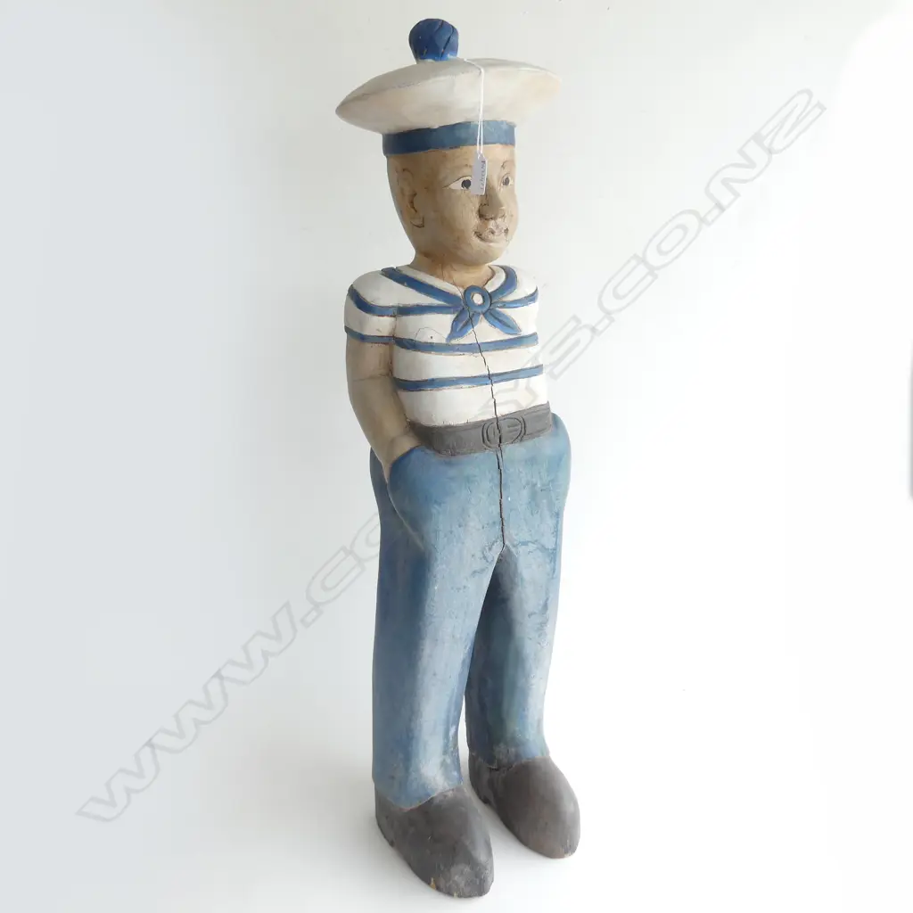 CARVED WOODEN SAILOR H.880mm (cracked) Image 1++