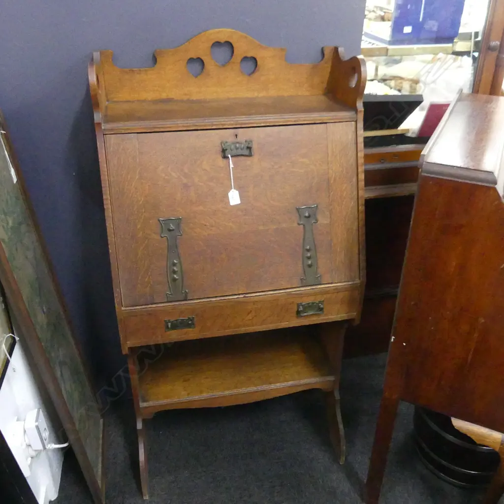 OAK ARTS & CRAFT DROP FRONT DESK 640x350x1275mm Image 1++