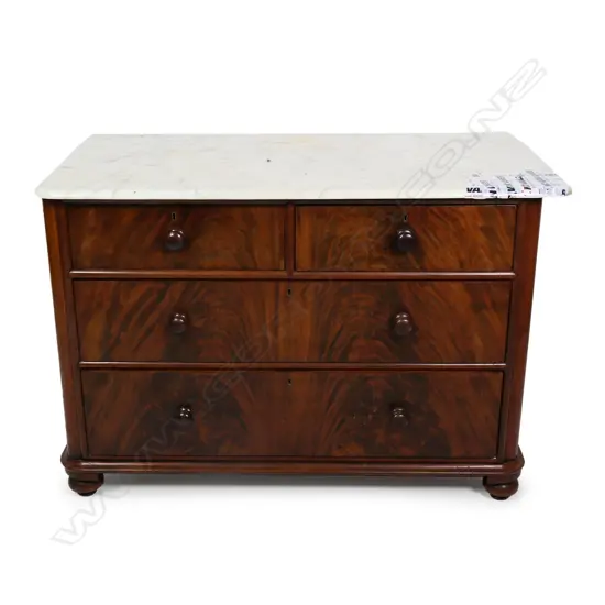 A 19thC flame mahogany four drawer chest,