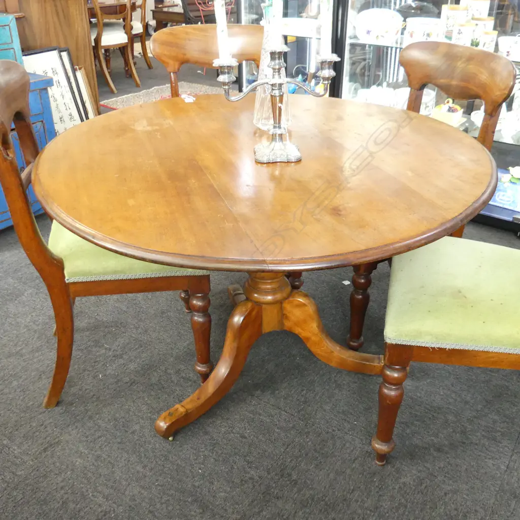 LATE 19thC PEDESTAL BASE SUPPER TABLE 1120mm dia Image 1++