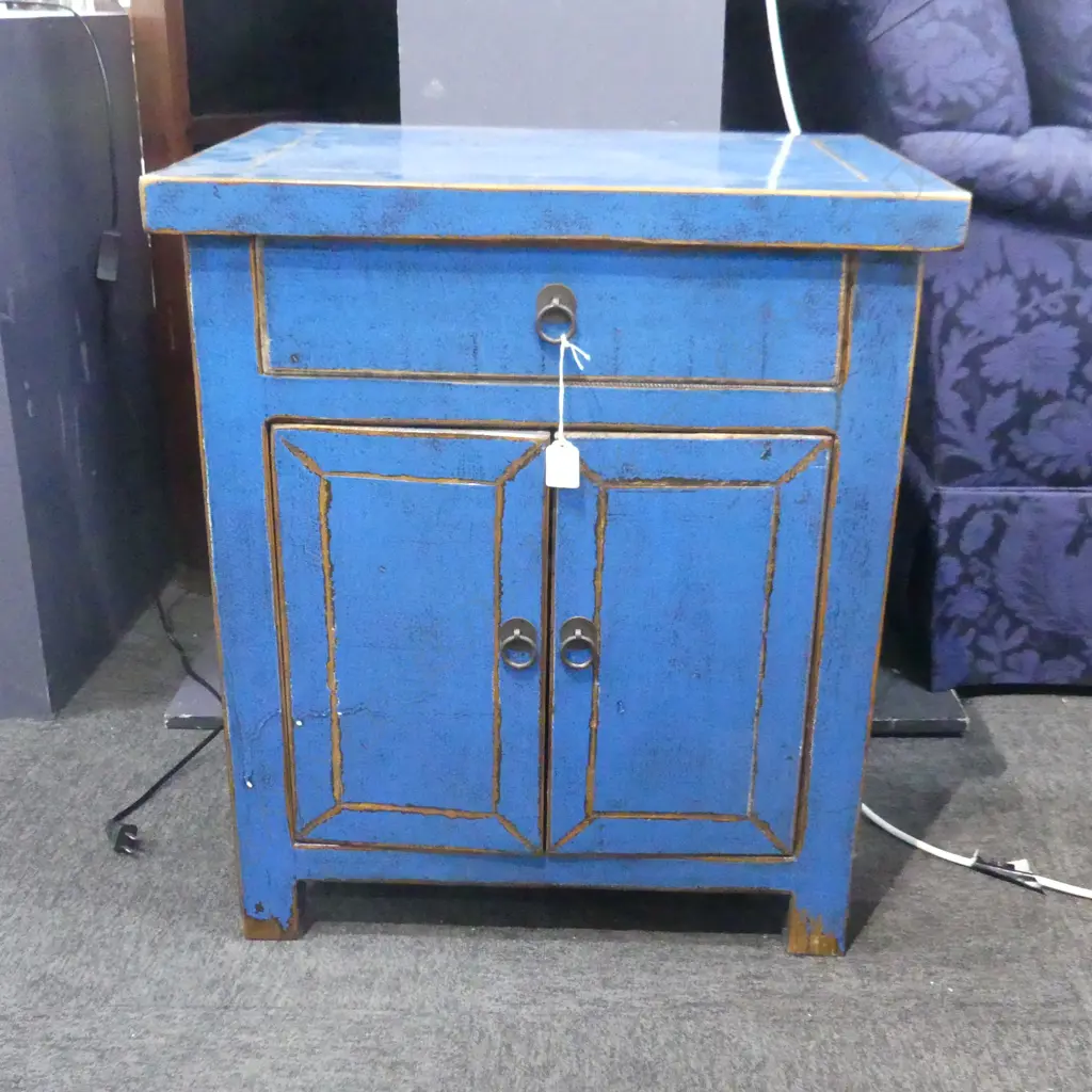 BLUE PAINTED BEDSIDE CABINET 570x400x650mm Image 1++