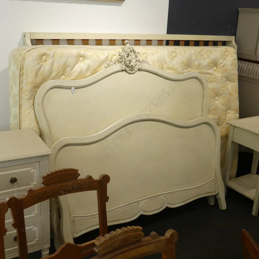 FRENCH STYLE DOUBLE BED & BASE, INCL MATTRESS  Image 1++