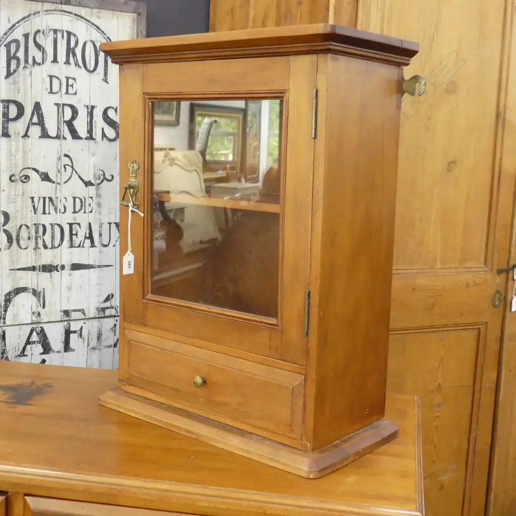 EARLY 20thC GLAZED WALL CABINET 465x230x600mm Image 1++