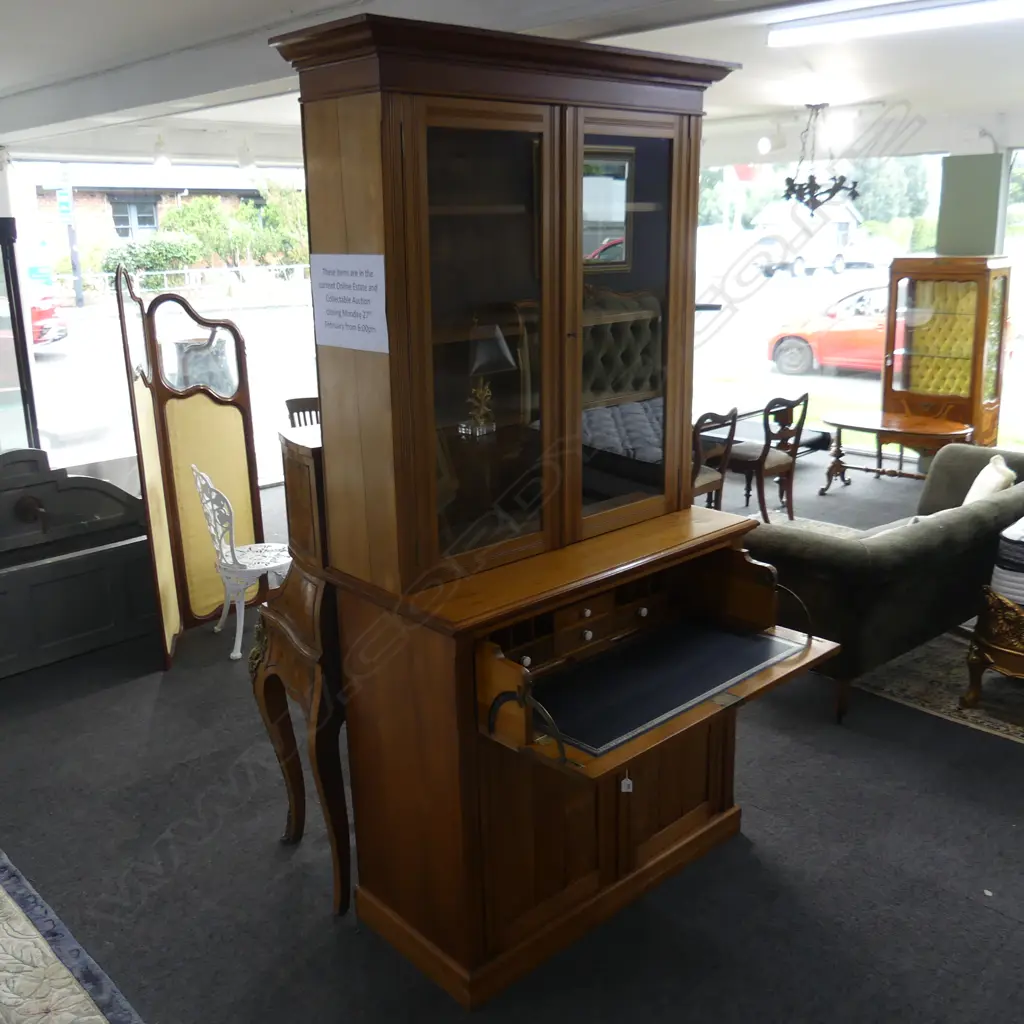 COLONIAL NZ BOOKCASE CHIFFONIER w. SECRETAIRE DRAWER 1230x550x2295mm Image 1++