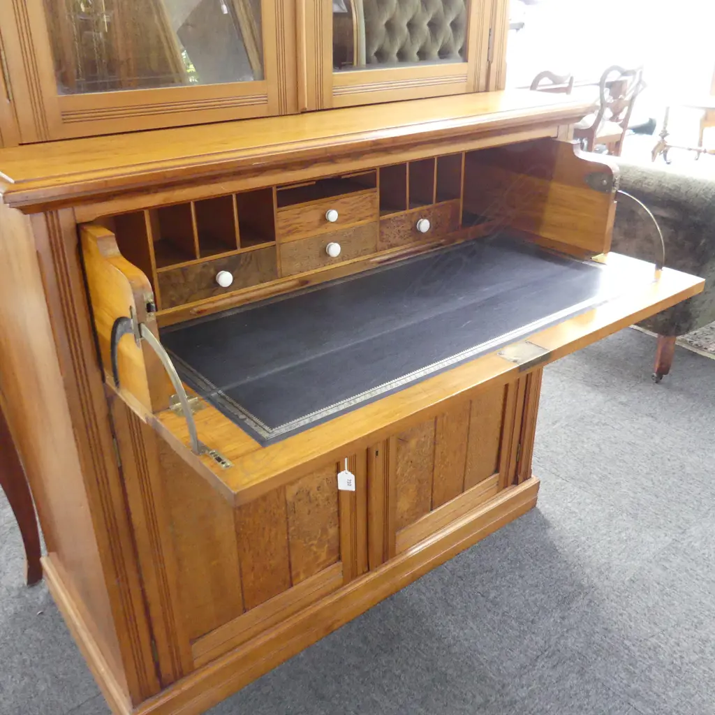 COLONIAL NZ BOOKCASE CHIFFONIER w. SECRETAIRE DRAWER 1230x550x2295mm Image 1++