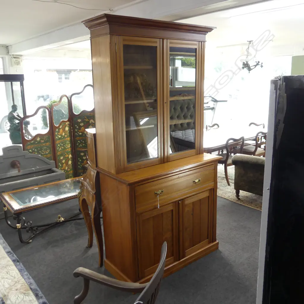 COLONIAL NZ BOOKCASE CHIFFONIER w. SECRETAIRE DRAWER 1230x550x2295mm Image 1++