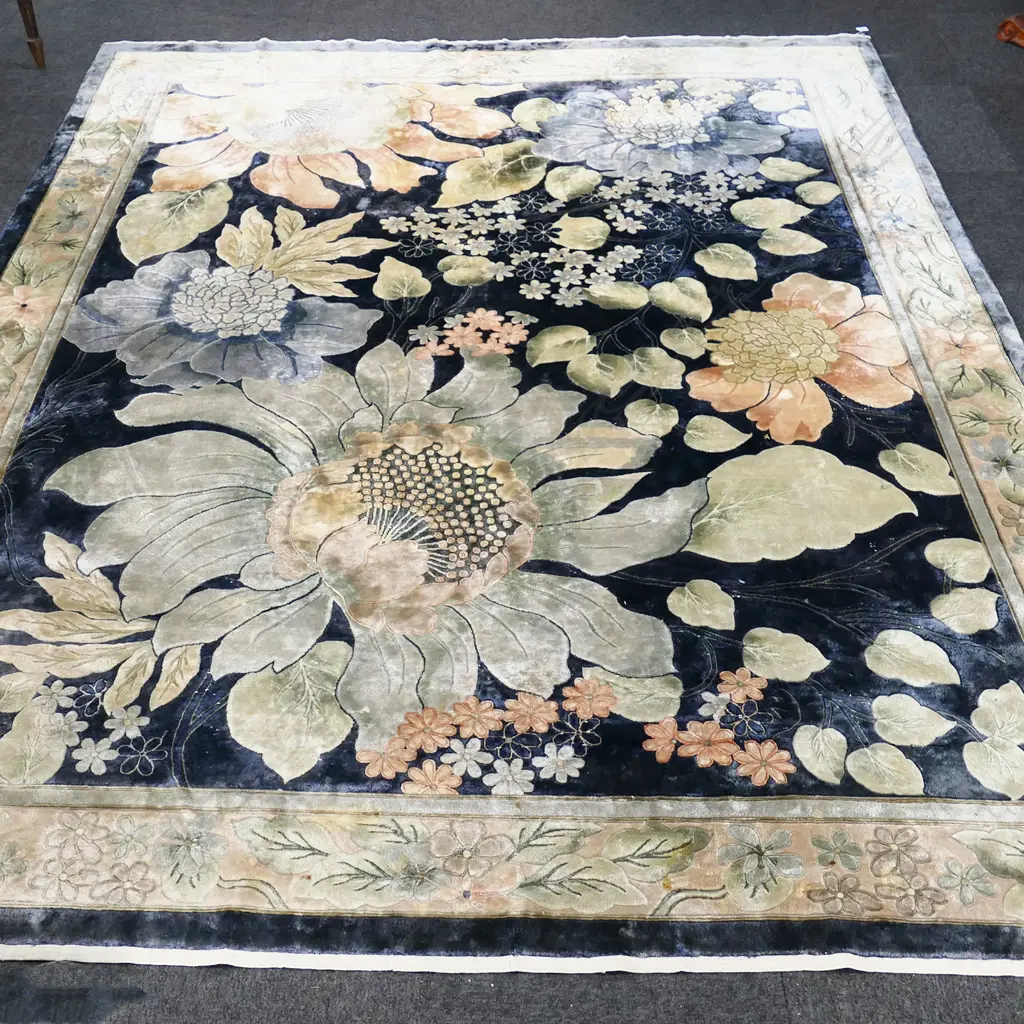 LG 100% SILK PILE RUG - BLUE FLORALS 3000x2400mm Image 1++