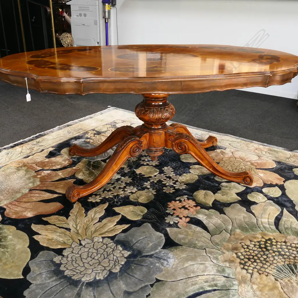 ORNATE ITALIAN INLAID DINING TABLE PEDESTAL BASE 1800x1100x750mm Image 1++