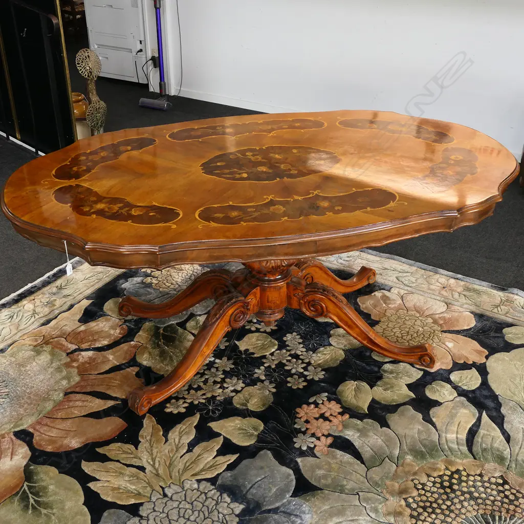 ORNATE ITALIAN INLAID DINING TABLE PEDESTAL BASE 1800x1100x750mm Image 1++