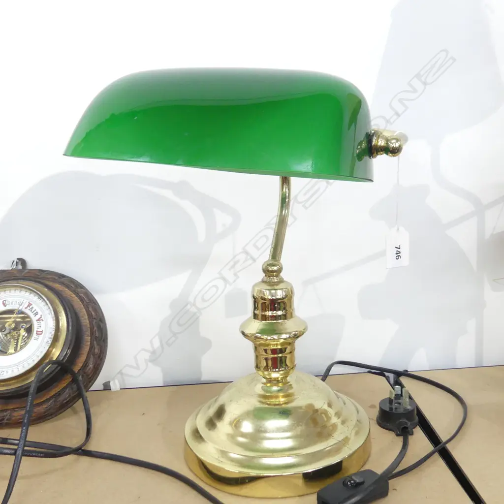 GREEN GLASS BANKERS LAMP H.340mm Image 1++