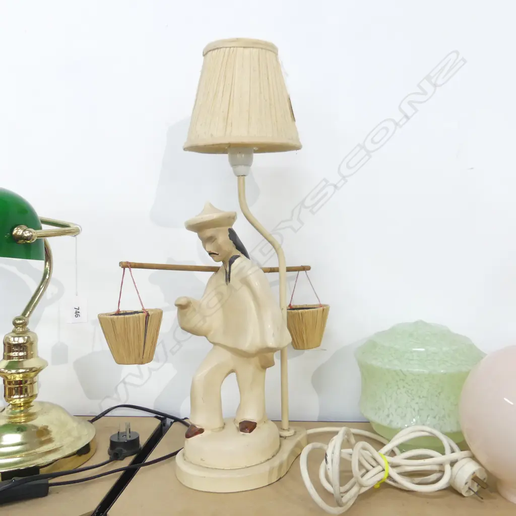 RETRO CHALKWARE LAMP H.520mm - ORIENTAL MAN Image 1++