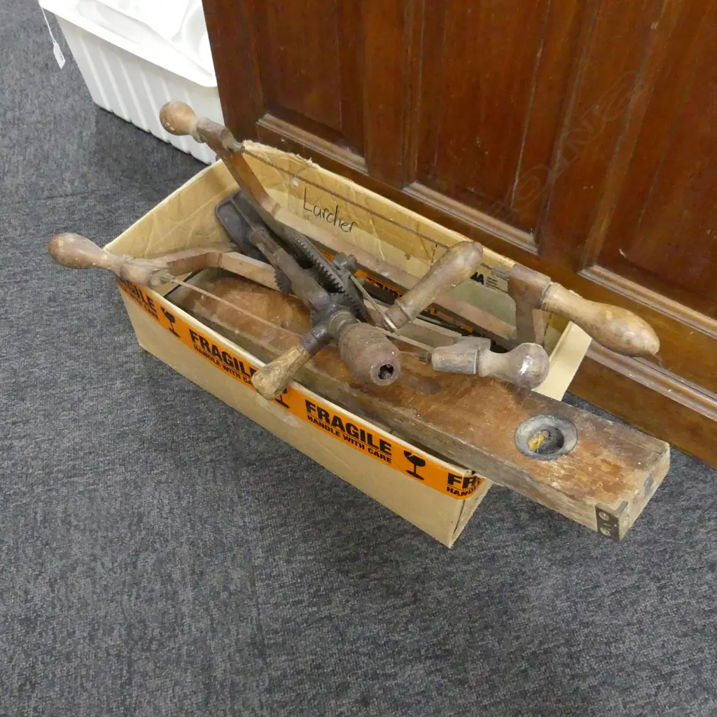BOX LOT ANTIQUE TOOLS Image 1++