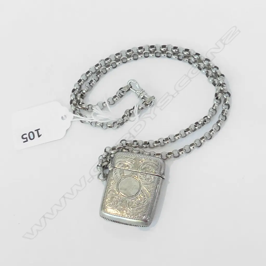 VINTAGE 925 SILVER VESTA & FOB CHAIN  37.98GMS Image 1++