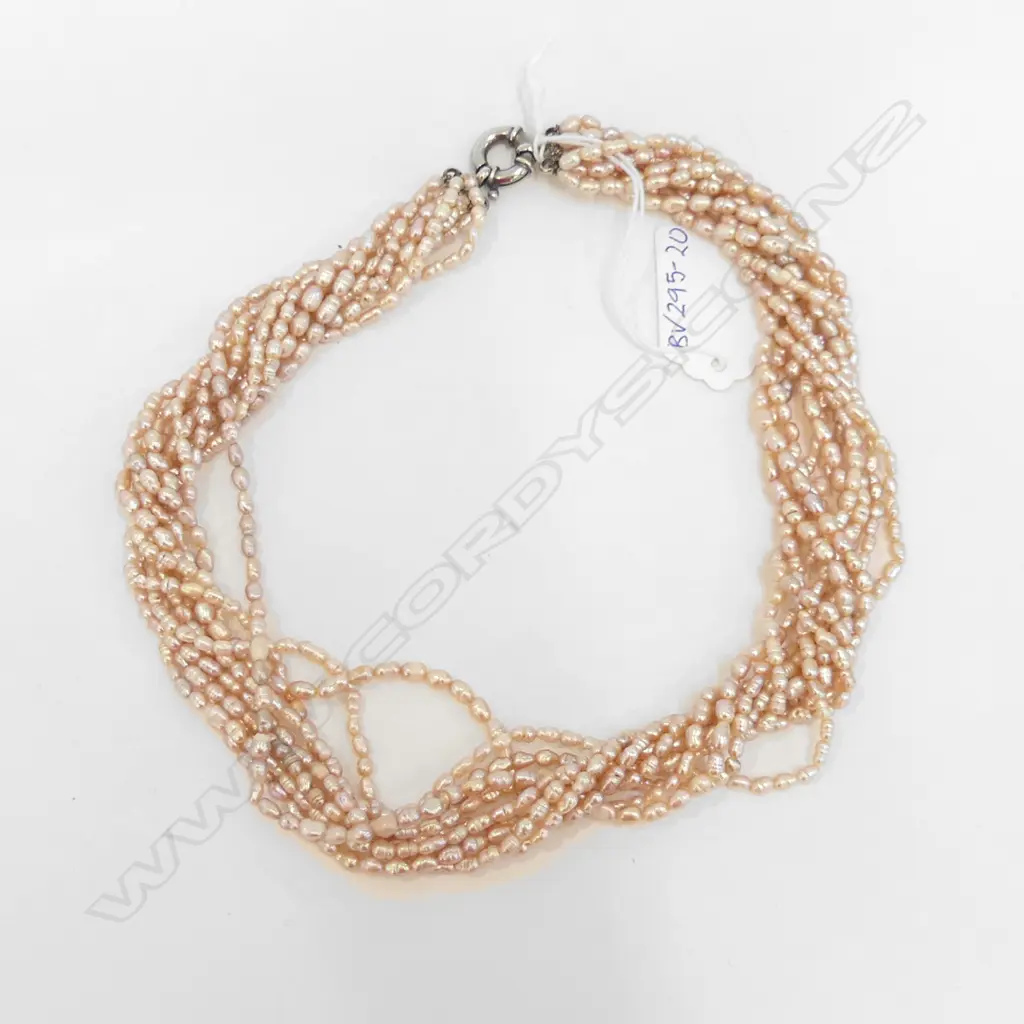 10 STRAND TWISTED PINK FRESHWATER SEED PEARL NECKLACE Image 1++