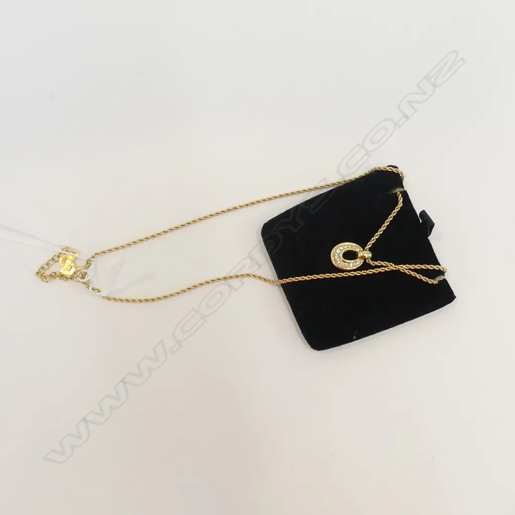 GENUINE CHRISTIAN DIOR GOLD PLATE & CZ PEDANT & CHAIN- IN CD JEWELLERY TRAVEL BAG Image 1++