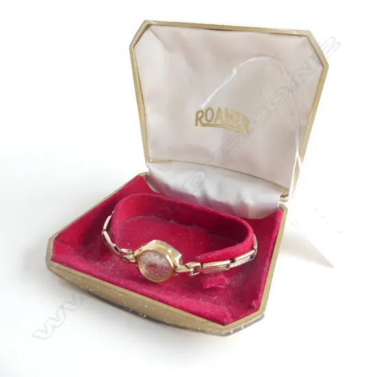 VINTAGE GERMAN ROAMER LADIES WATCH - FILLED GOLD EXPANDABLE BAND - IN ORIGINAL BOX 