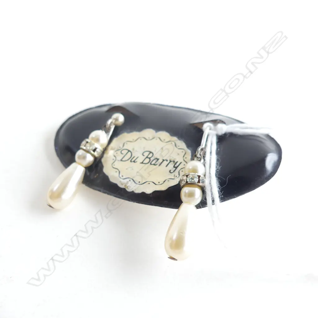 PR STG SILVER, PEARL & CRYSTAL DUBARRY SCREW DROP EARRINGS Image 1++