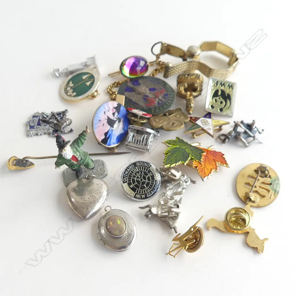 SM BOX ASST INCL. CHARMS, PINS, PENDANTS, ETC.. Image 1++