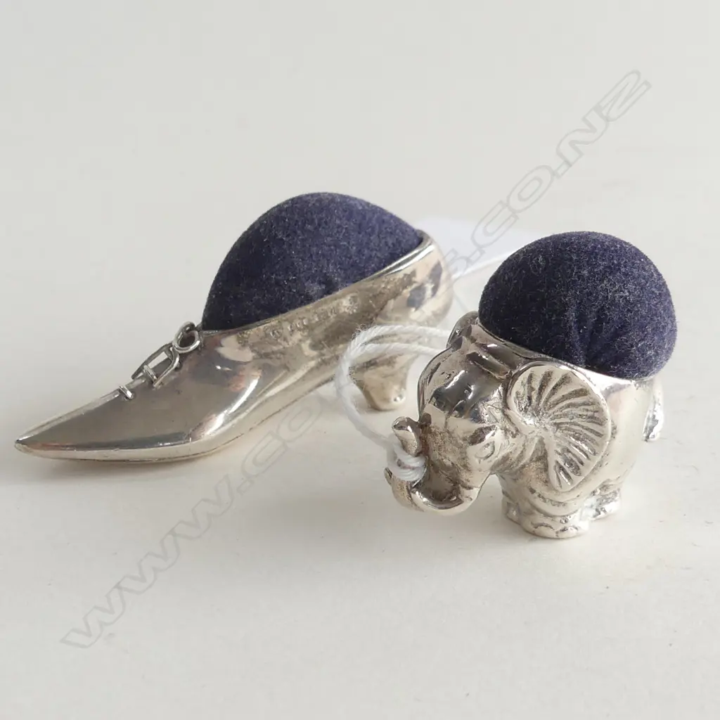 TWO SILVER PIN CUSHIONS London 1990 Image 1++