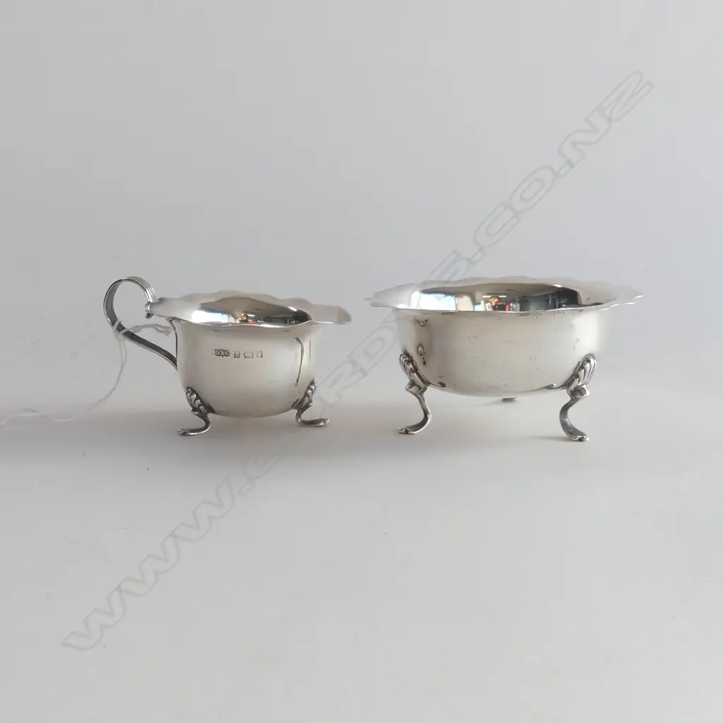 STG SILVER MILK JUG & SUGAR BOWL B'HAM 1903 120 GRAMS Image 1++