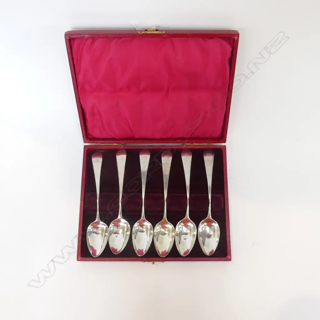 SET OF 6 GEORGIAN TEA SPOONS 76 GRAMS, CASED Image 1++