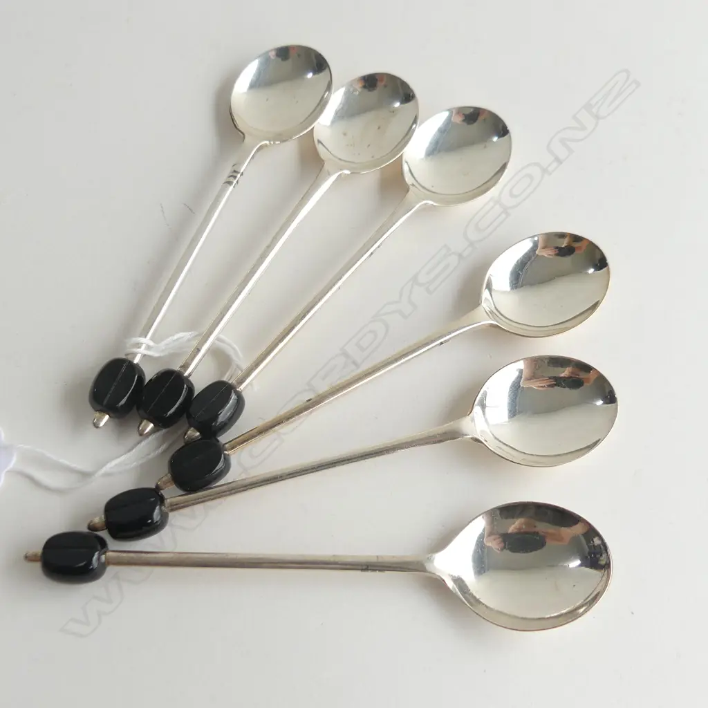 6 EP SILVER COFFEE BEAN SPOONS Image 1++
