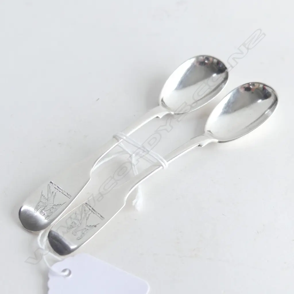PR VICT IRISH SILVER MUSTARD SPOONS Dublin 1860 John Smyth Image 1++