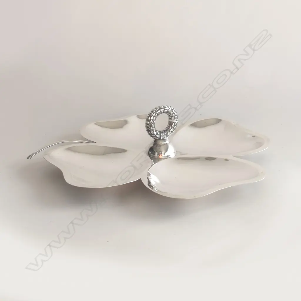 MEXICO 925 SILVER LGE 4 LEAF CLOVER PLATE 315mm dia 672 GRAMS Image 1++