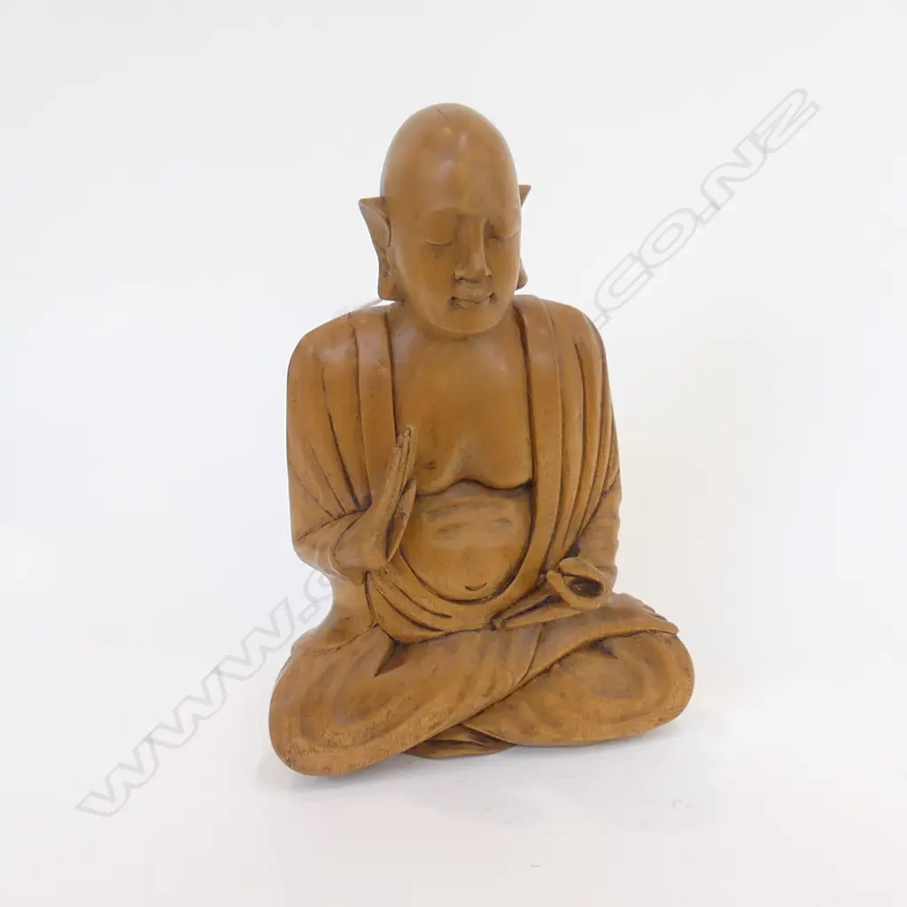 CARVED WOODEN BUDDHA STATUE H. 200MM Image 1++