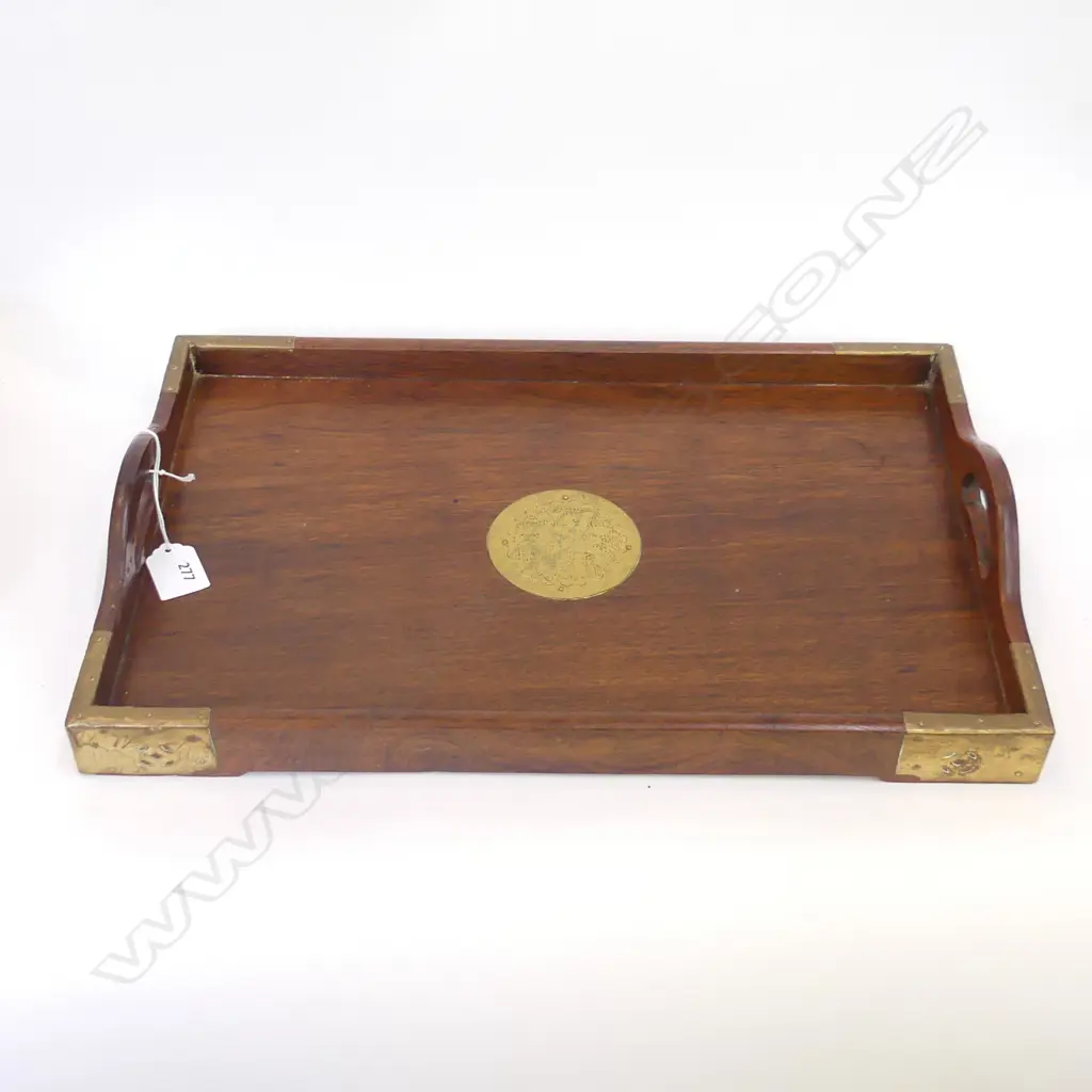 CHINESE ROSEWOOD TRAY WITH BRASS DETAILS L  430MM Image 1++