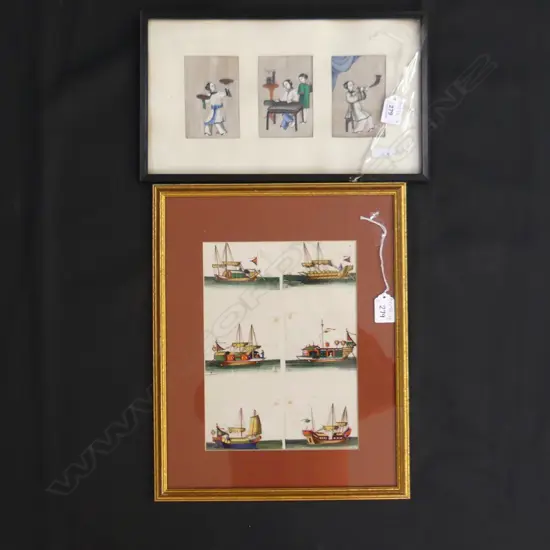 2 ORIENTAL FRAMED PRINTS (GLASS IN ONE A/F) [[T