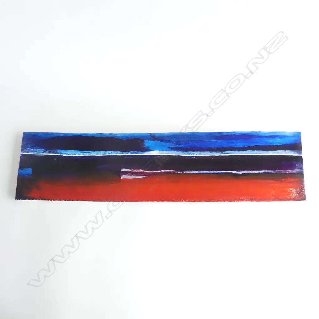 LUCINDA GIBBS 'CADMIUM LAKE I' OIL & SHELLAC ON GESSO 1997 150x610mm Image 1++
