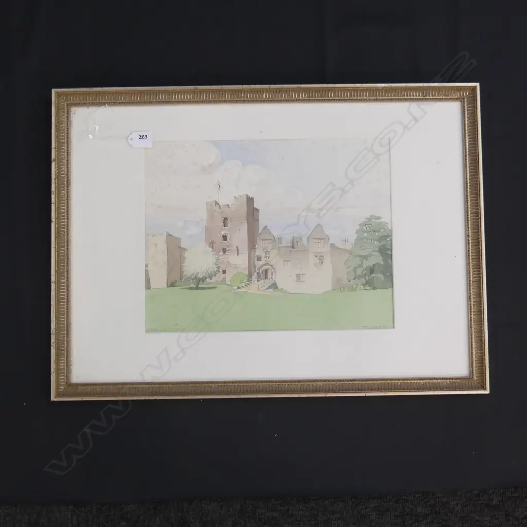 SIGNED W/C (T. M. WARREN?) LUDLOW CASTLE 280x365mm some foxing Image 1++