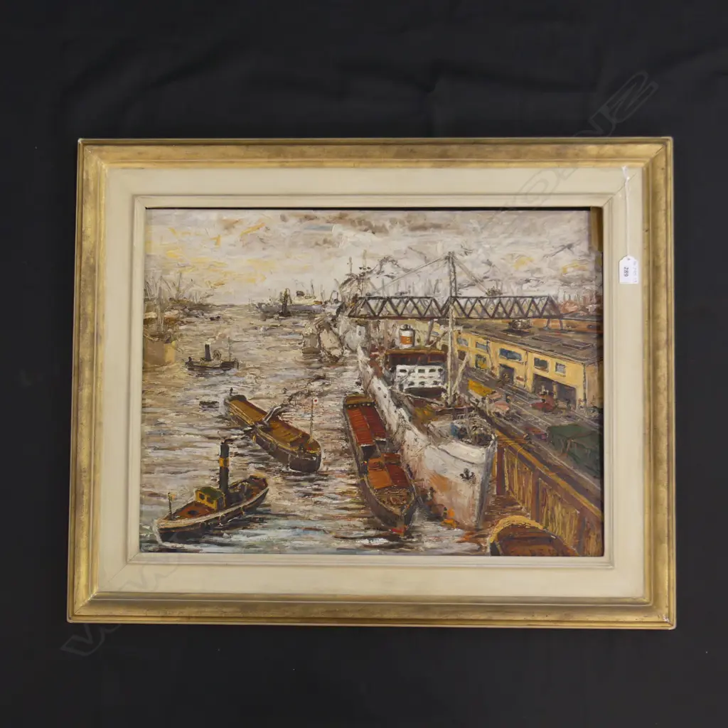 OIL ON BOARD, DUTCH PORT SCENE, SIGNED  600 X 440MM Image 1++