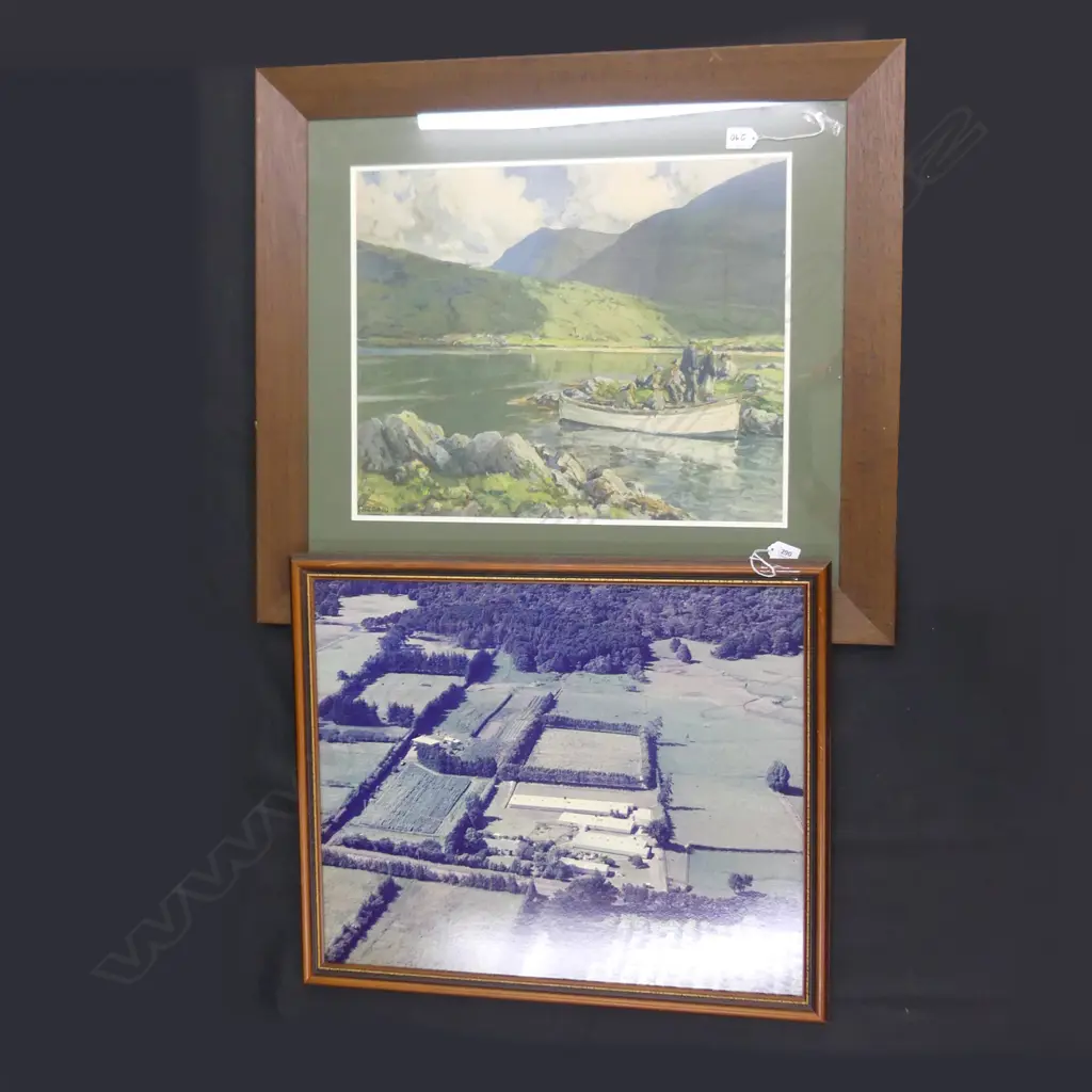 J H CRAIG WATER COLOUR PRINT 520 X 430MM + AERIAL PHOTO FARMLAND PRINT Image 1++