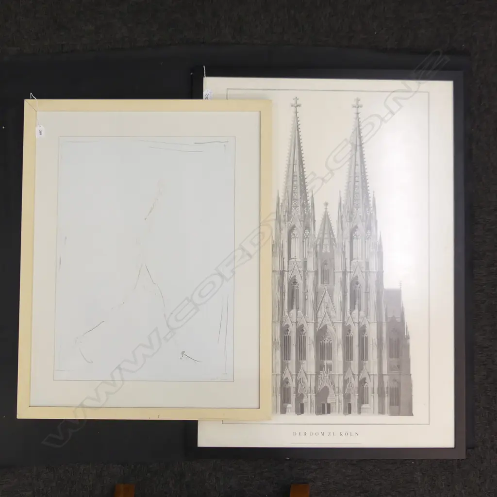 2 LGE PRINTS; KOLN CATHEDRAL 980x675mm + WALKING MAN (faded) 645x470mm Image 1++