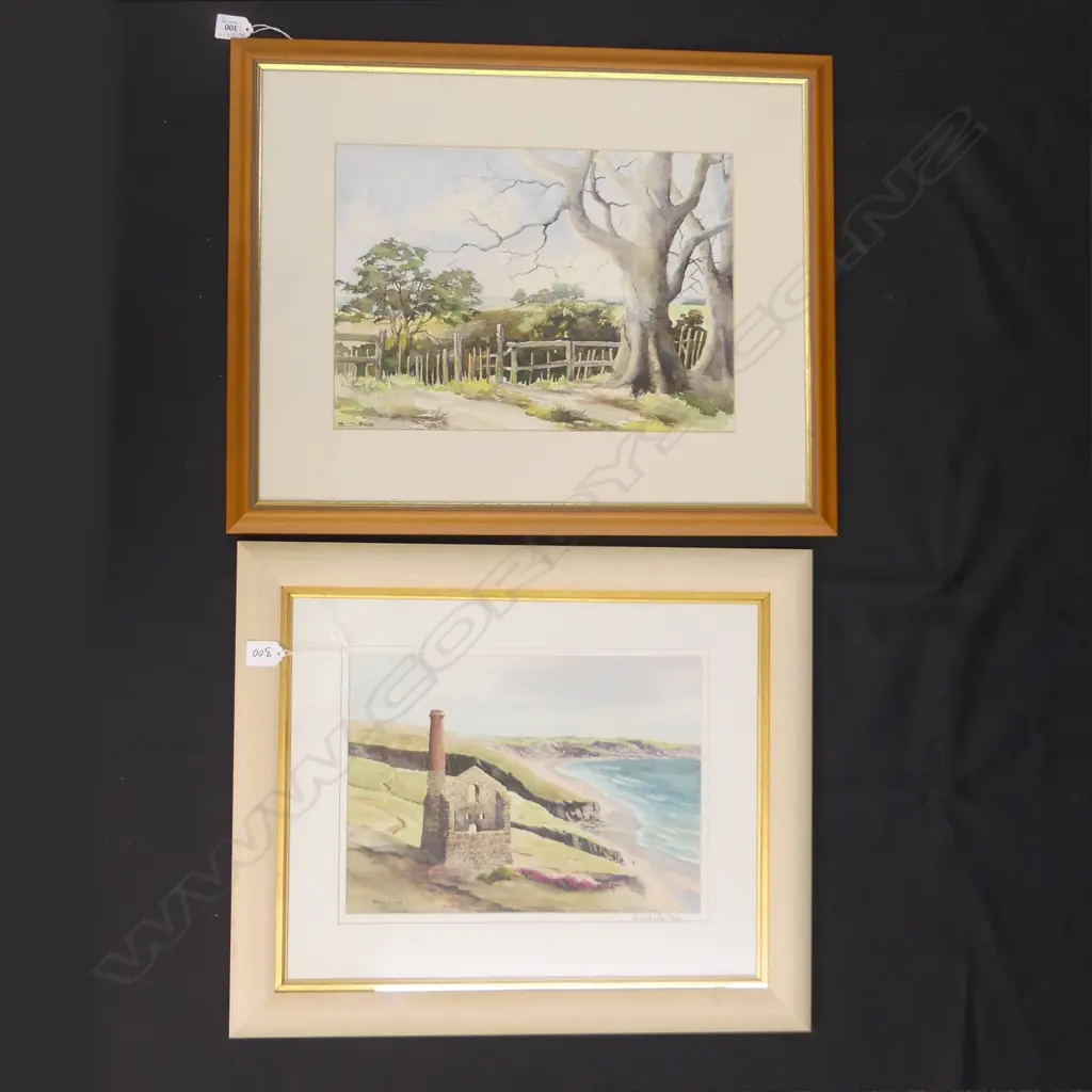 2 WILLIAM BANKS W/C 'CORNISH TIN MINE' & LANDSCAPE 285x400mm Image 1++