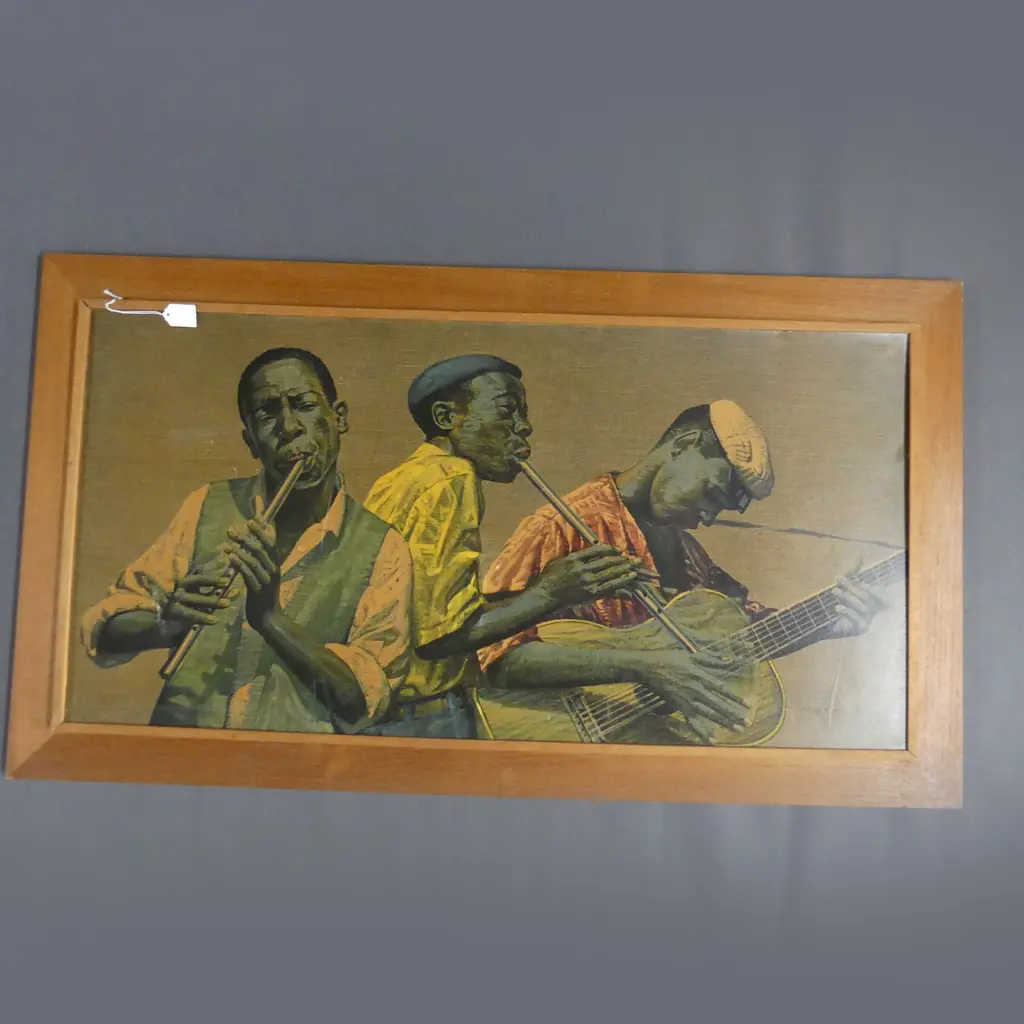 LARGE TRETCHIKOFF PRINT 3 NEGRO MUCISIONS 1M105MM BY 560MM Image 1++
