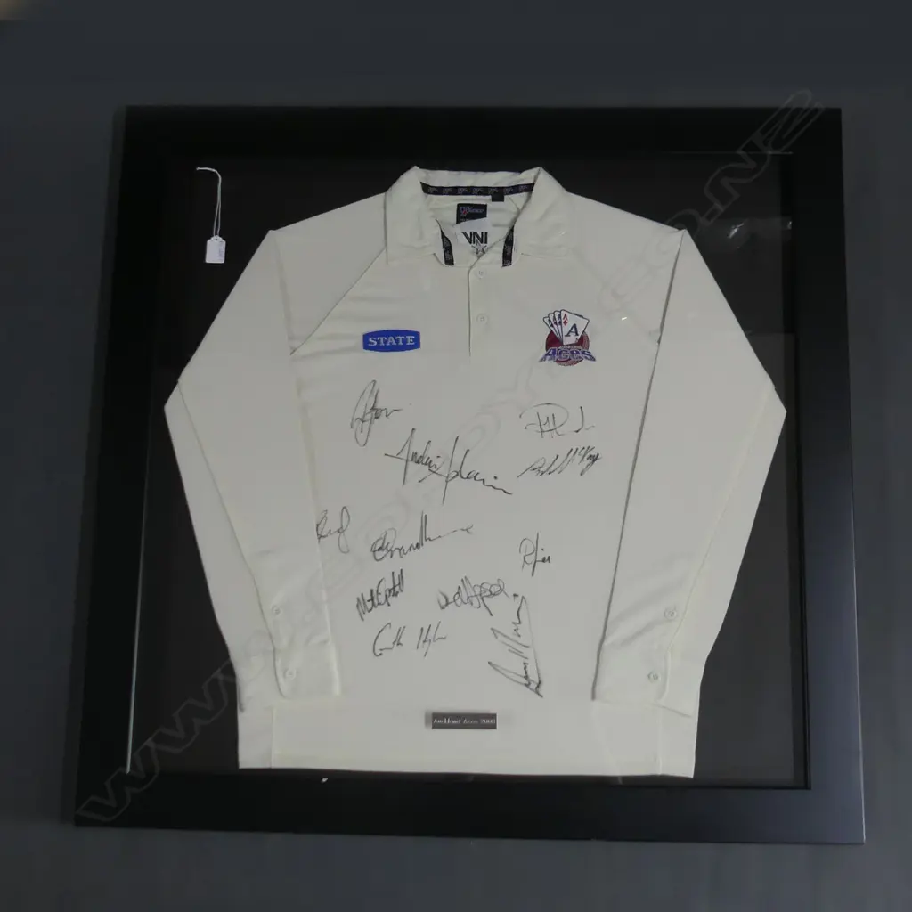 FRAMED CRICKET SHIRT SIGNED BY ASST. AUCKLAND ACES PLAYERS 800x820mm Image 1++