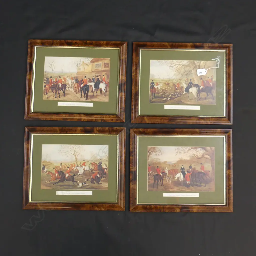 SET 4 HUNTING SCENE FRAMED PRINTS 250 X 170MM Image 1++