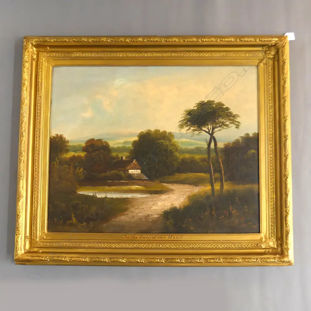 ANTIQUE LANDSCAPE OIL - SIGNED G. BUTES? 'IN THE VALE OF THE USK' 530x660mm GILT FRAME Image 1++