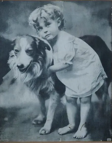 UNKNOWN (UK), Child with Dog, Lithograph, 500mm x 400mm Image 1++