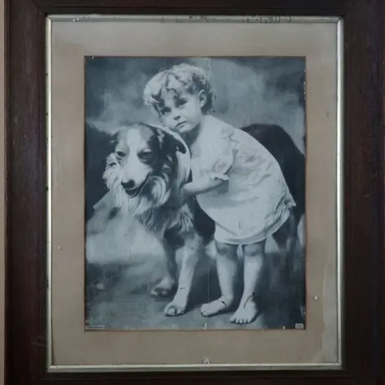 UNKNOWN (UK), Child with Dog, Lithograph, 500mm x 400mm