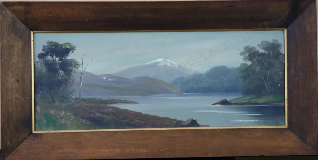 WREN, Paul (NZ 1875-1953), Lake Ada, Oil on board, signed, 250mm x 600mm Image 1++