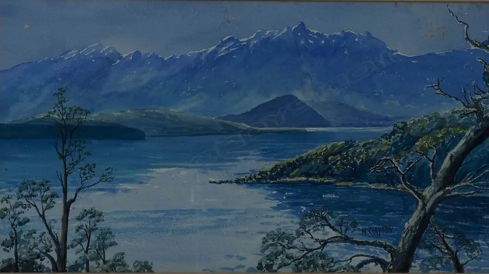 CLAYTON, N (NZ), Southern Alps, W/C, signed, 310mm x 570mm Image 1++